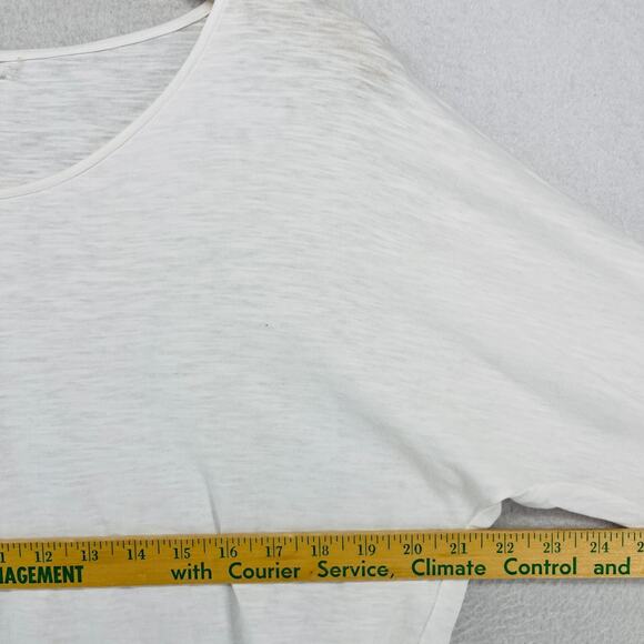 EILEEN FISHER Top XS Tunic Organic Cotton Jersey V-Neck 3/4 Sleeve White - Picture 13 of 15